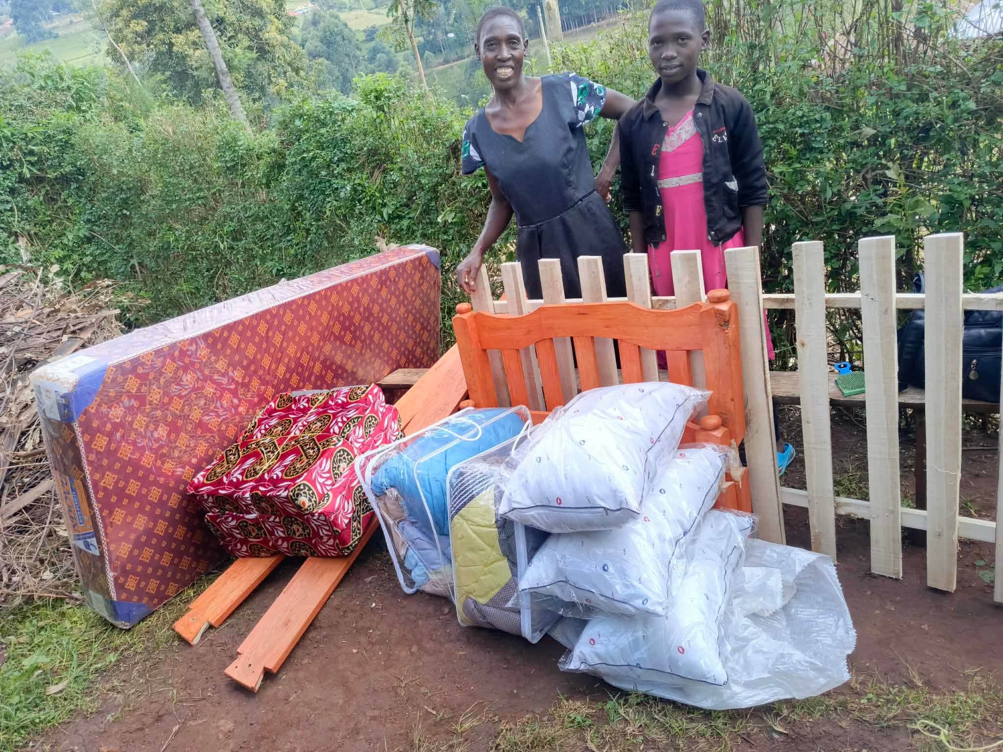 Community members with family support supplies
